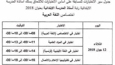 جدول سير اختبارات مسابقة الاساتذة تخصص لغة عربية