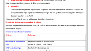 نماذج مذكرات اللغة الفرنسية للسنة الرابعة إبتدائي الجيل الثاني